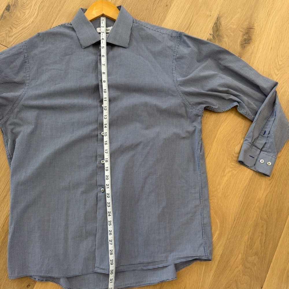 Calvin Klein Men’s Blue Checkered Dress Shirt – Size 16½ - Picture 5 of 6